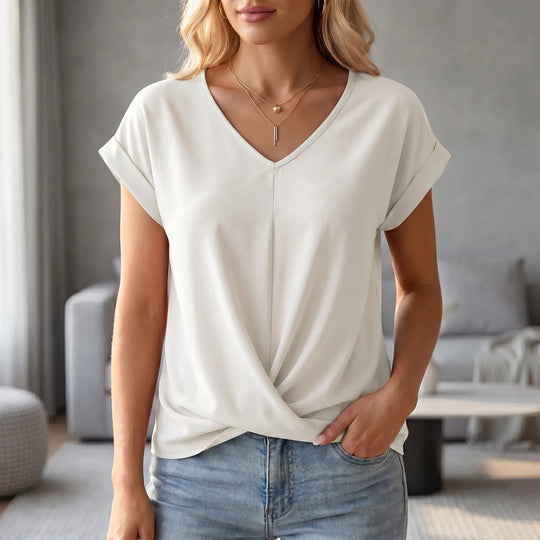 Alicia  - Twist Front V-Neck Top