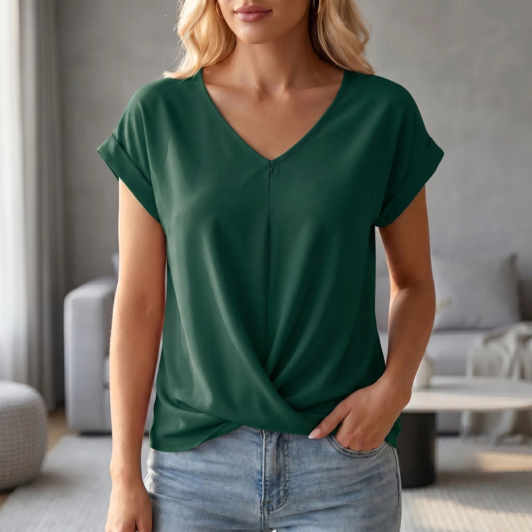 Alicia  - Twist Front V-Neck Top