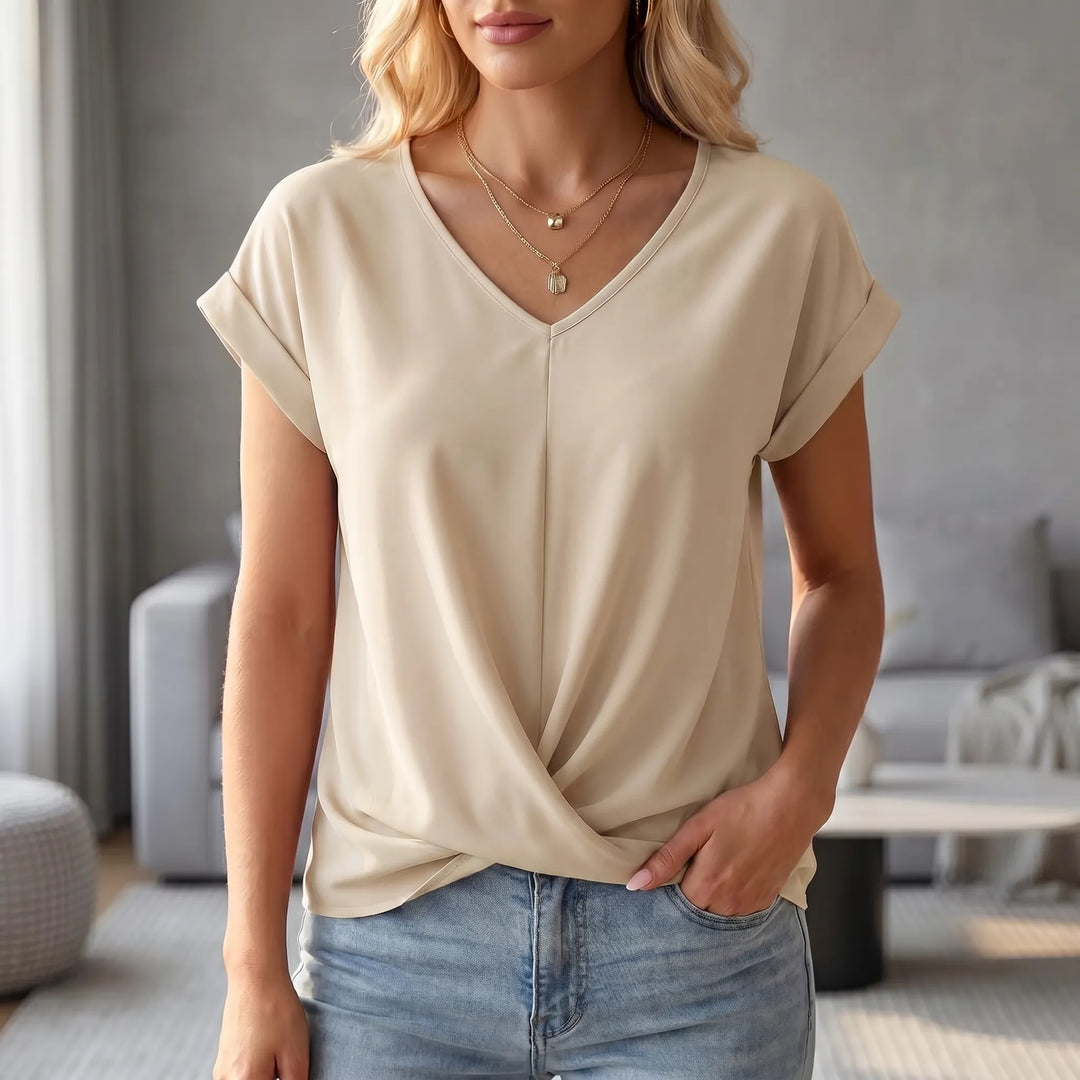 Alicia  - Twist Front V-Neck Top