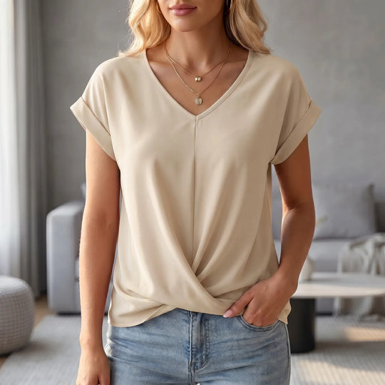 Alicia  - Twist Front V-Neck Top