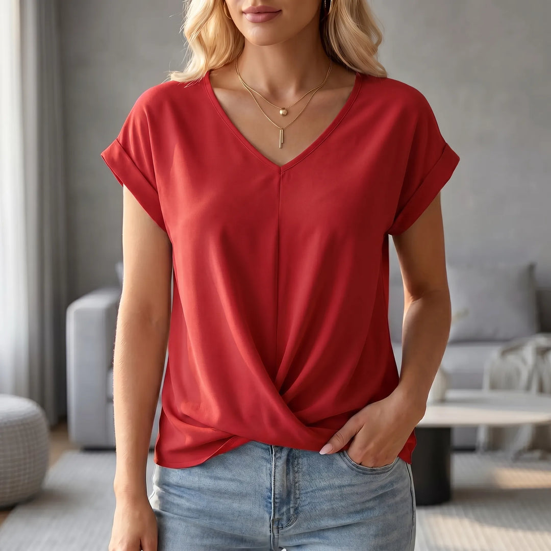 Alicia  - Twist Front V-Neck Top