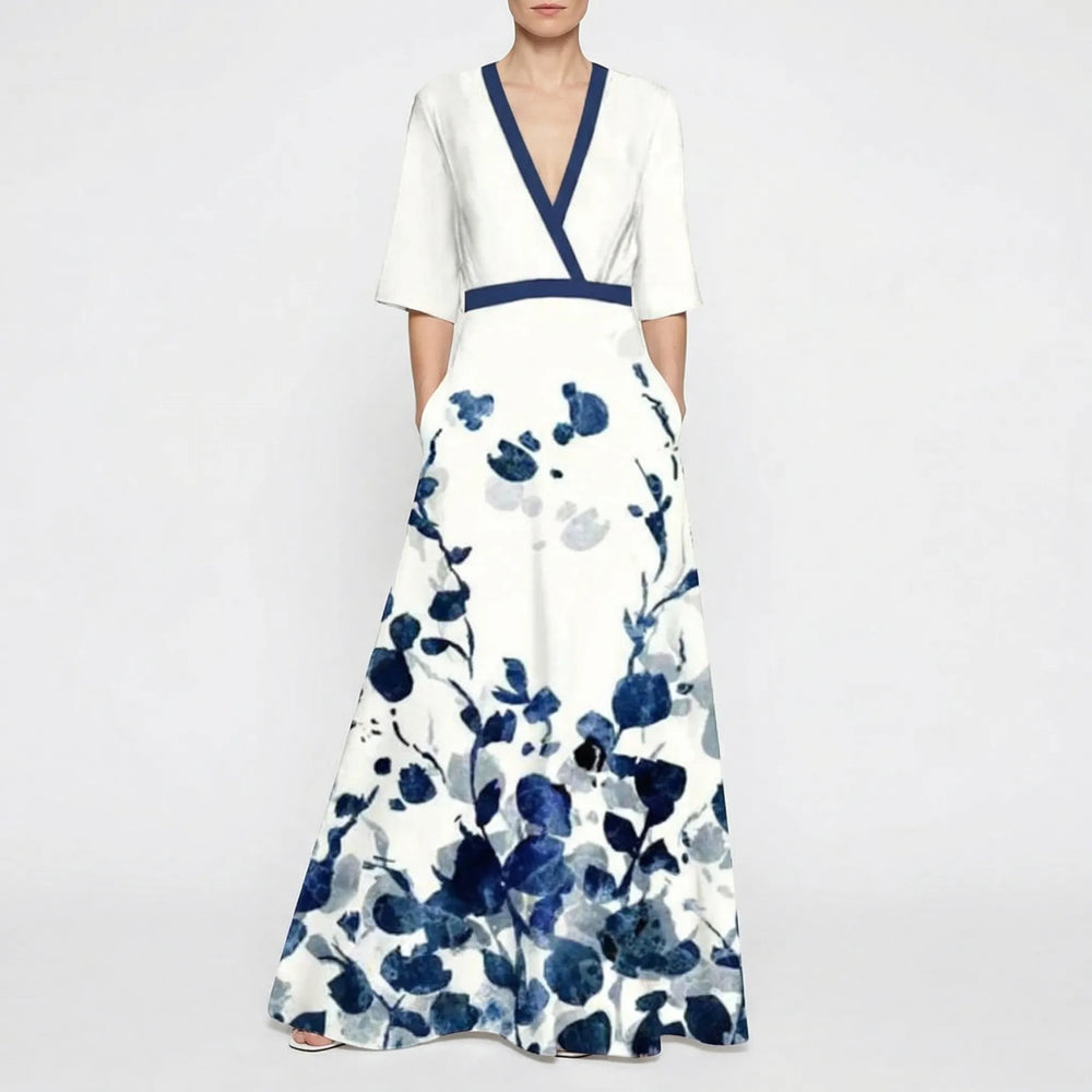 Alison  - Floral Print V-Neck Maxi Dress