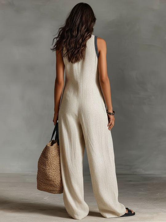 Alyssa  - Sleeveless Wide Leg Jumpsuit Summer Travel Wear