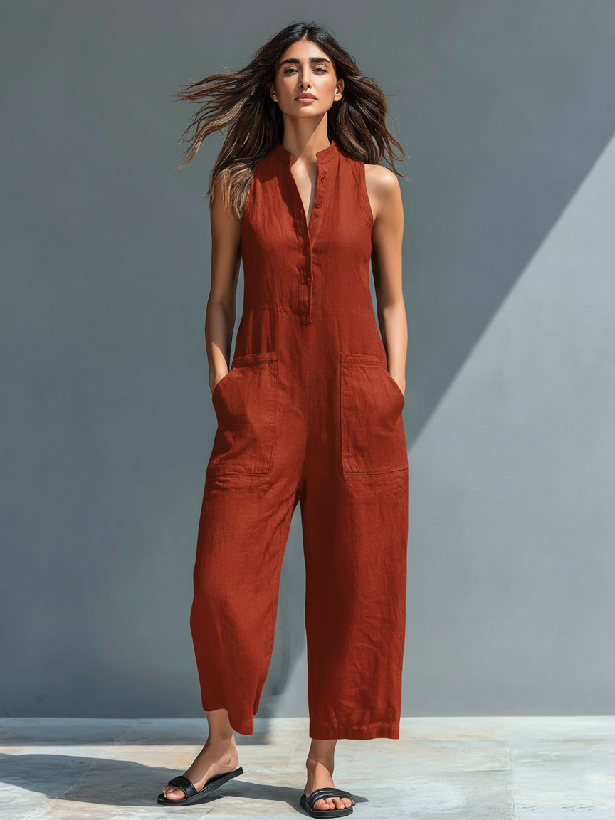 Amanda  - Relaxed Sleeveless Wide-Leg Jumpsuit Casual Weekend Outings