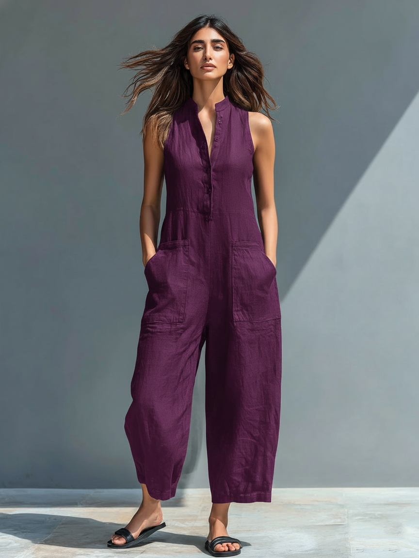 Amanda  - Relaxed Sleeveless Wide-Leg Jumpsuit Casual Weekend Outings