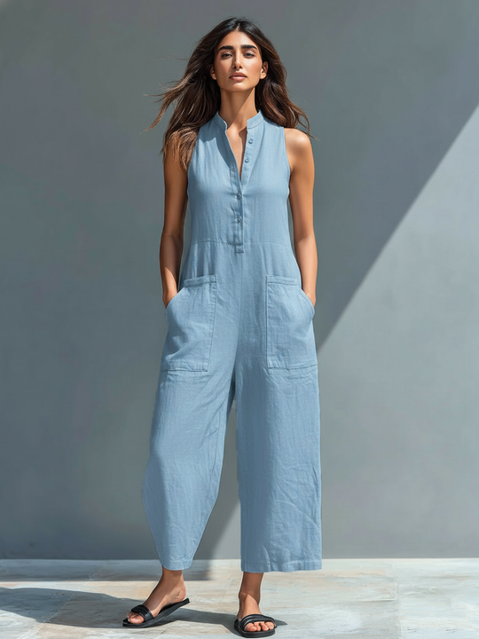 Amanda  - Relaxed Sleeveless Wide-Leg Jumpsuit Casual Weekend Outings