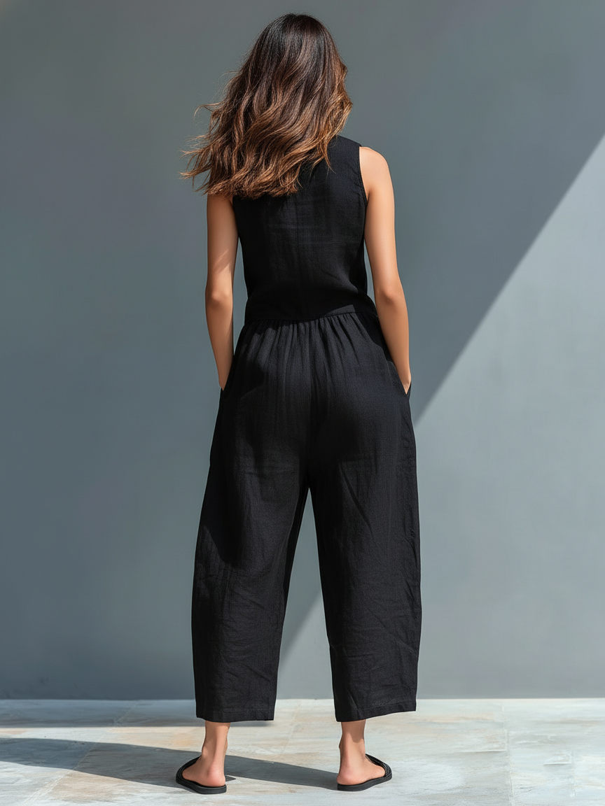 Amanda  - Relaxed Sleeveless Wide-Leg Jumpsuit Casual Weekend Outings