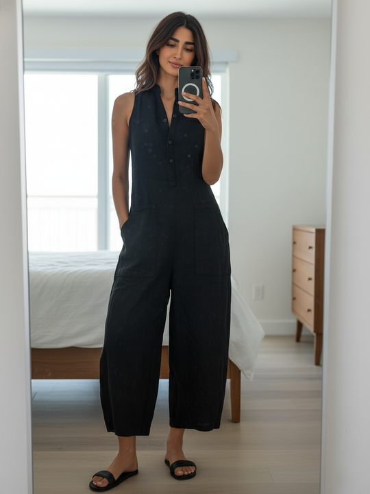 Amanda  - Relaxed Sleeveless Wide-Leg Jumpsuit Casual Weekend Outings