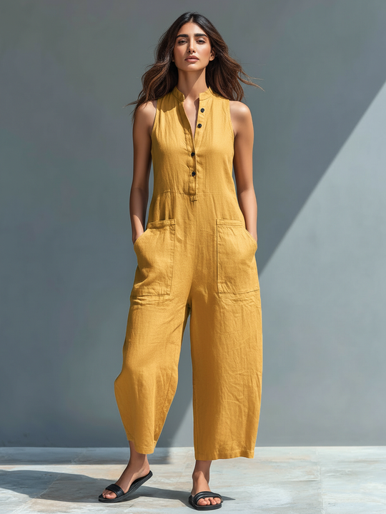 Amanda  - Relaxed Sleeveless Wide-Leg Jumpsuit Casual Weekend Outings