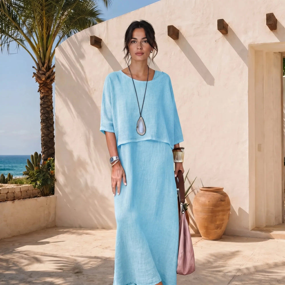 Amber  - Relaxed Fit Two-Piece Top And Skirt Set