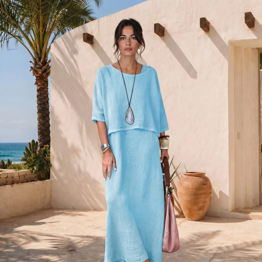 Amber  - Relaxed Fit Two-Piece Top And Skirt Set