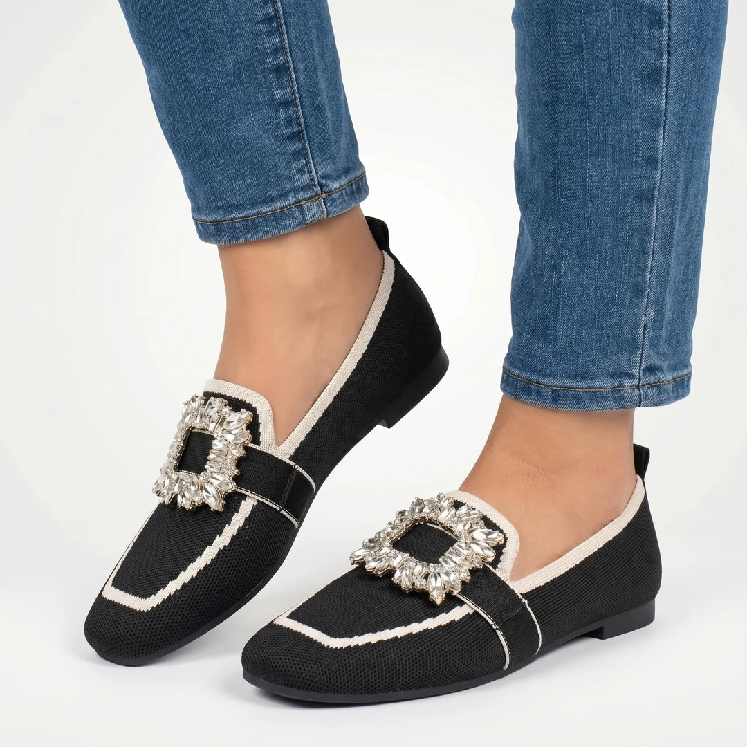 Ana  - Square-Toe Loafer With Embellished Buckle
