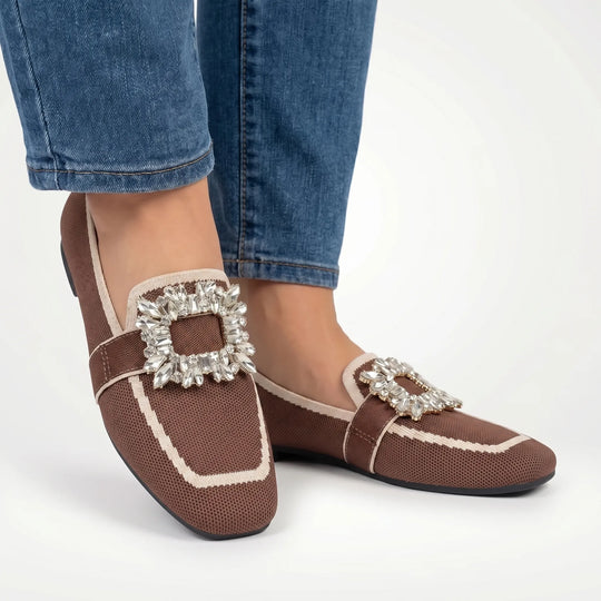 Ana  - Square-Toe Loafer With Embellished Buckle