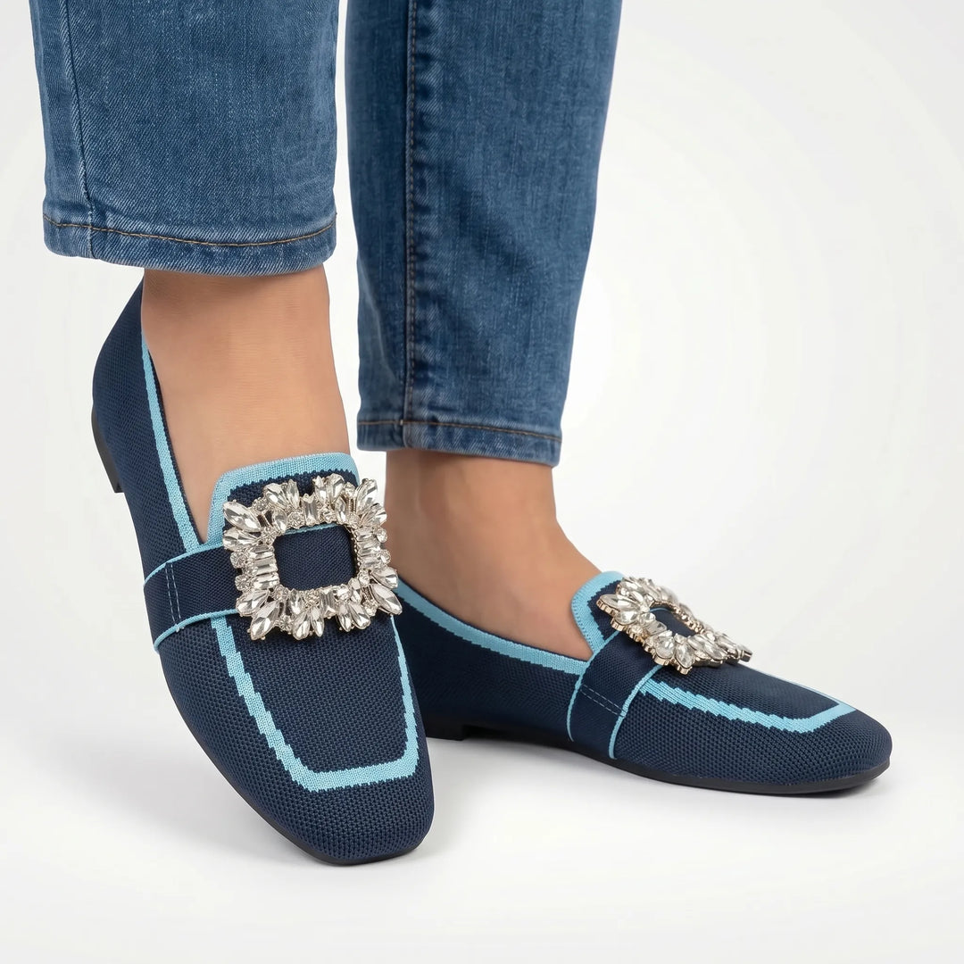 Ana  - Square-Toe Loafer With Embellished Buckle