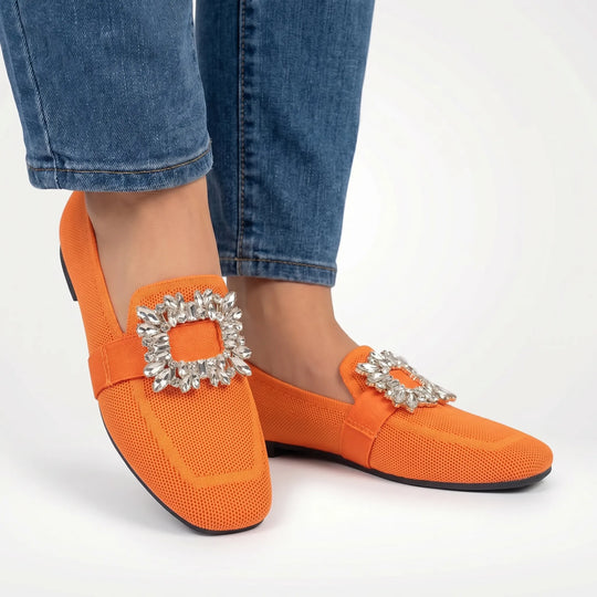 Ana  - Square-Toe Loafer With Embellished Buckle