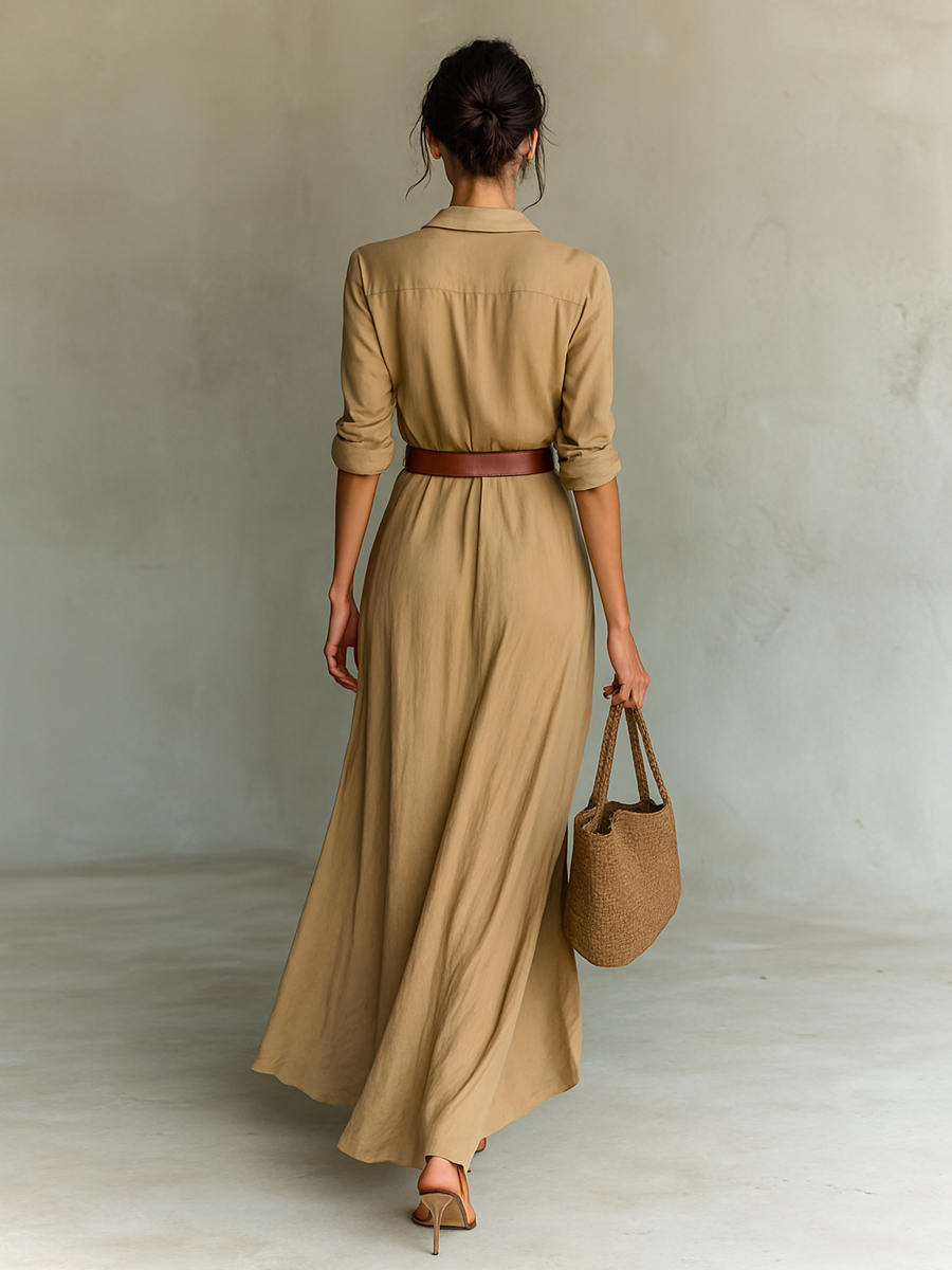 Andrea  - Long Sleeve Maxi Dress Office To Evening