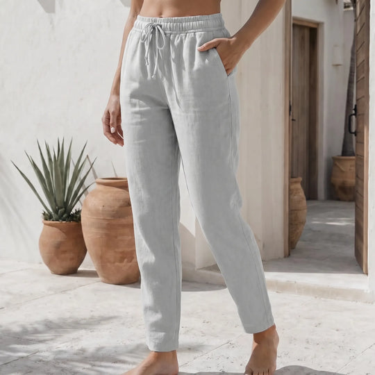 Arlene  - Elastic Waist Drawstring Casual Pants