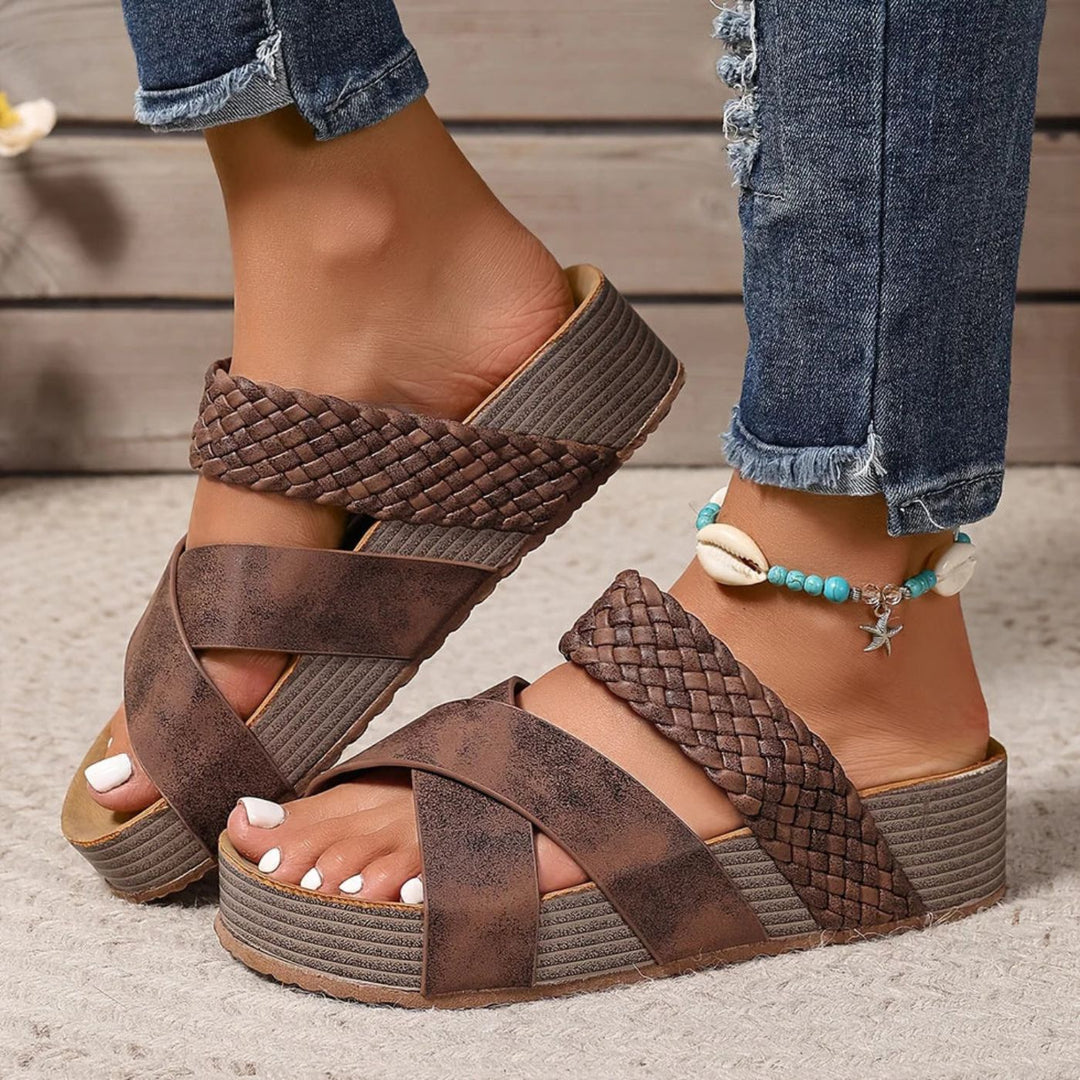 women leather sandals in brown for summer outings 1
