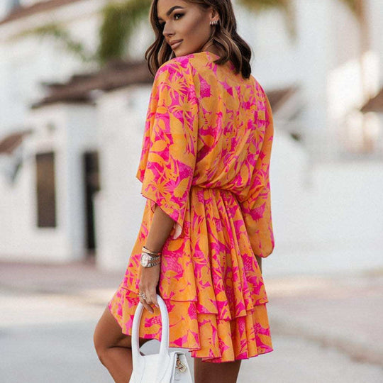 women floral mini dress in pink for summer outings 1