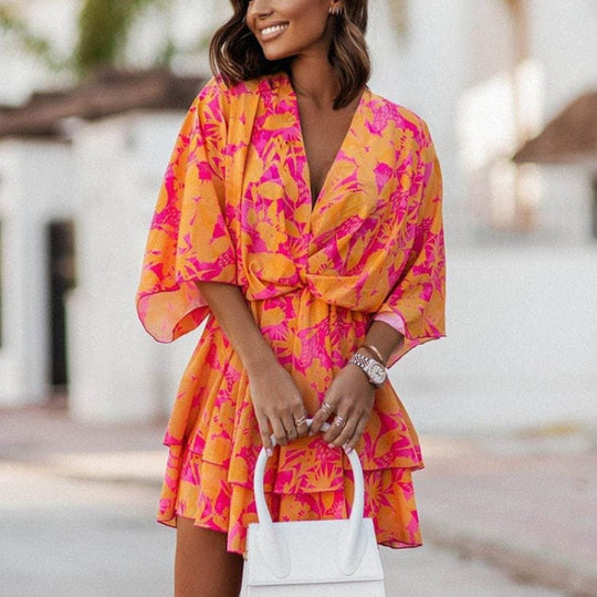 women floral mini dress in pink for summer outings 2