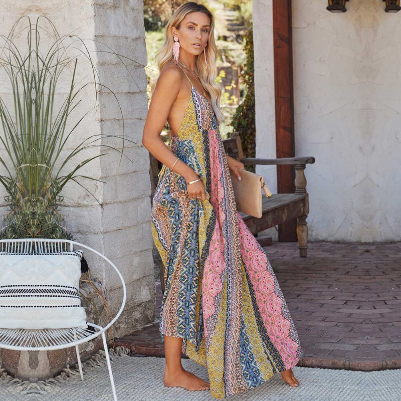 women maxi dress in bohemian print for summer outings 2