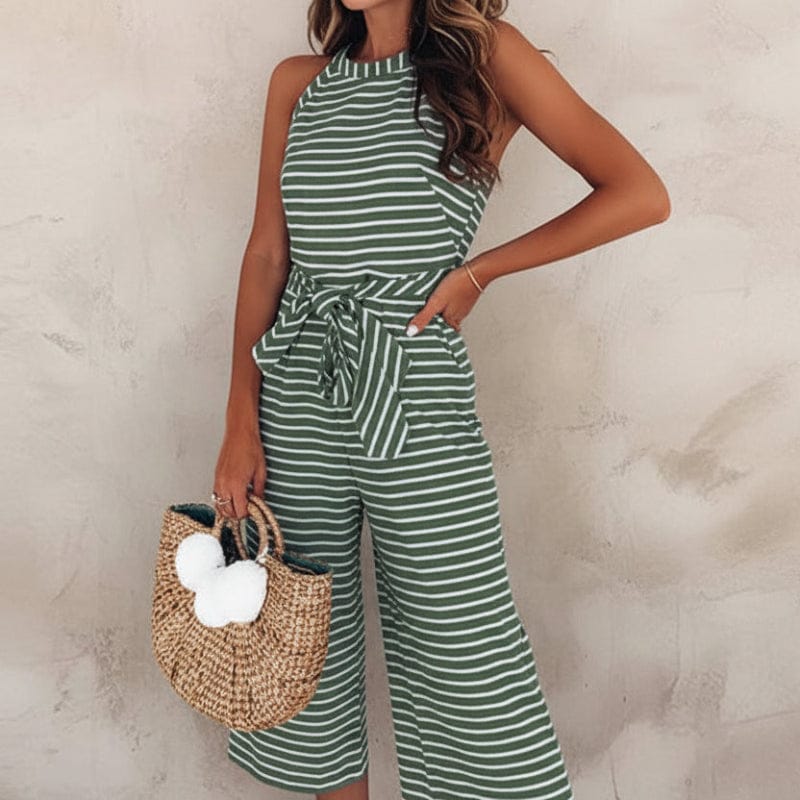 women striped romper in blue for summer outings 4