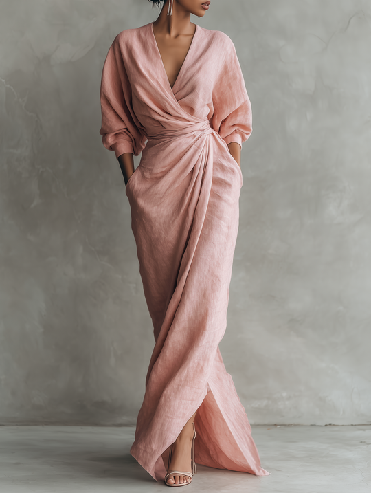 Bernadette  - Draped V-Neck Maxi Dress Summer Gatherings