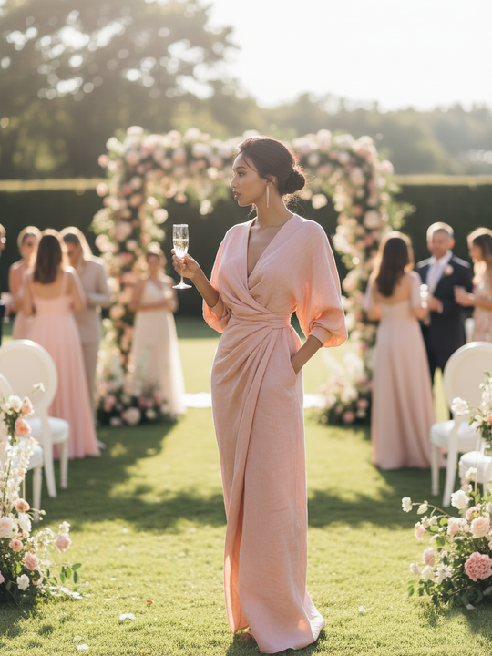 Bernadette  - Draped V-Neck Maxi Dress Summer Gatherings