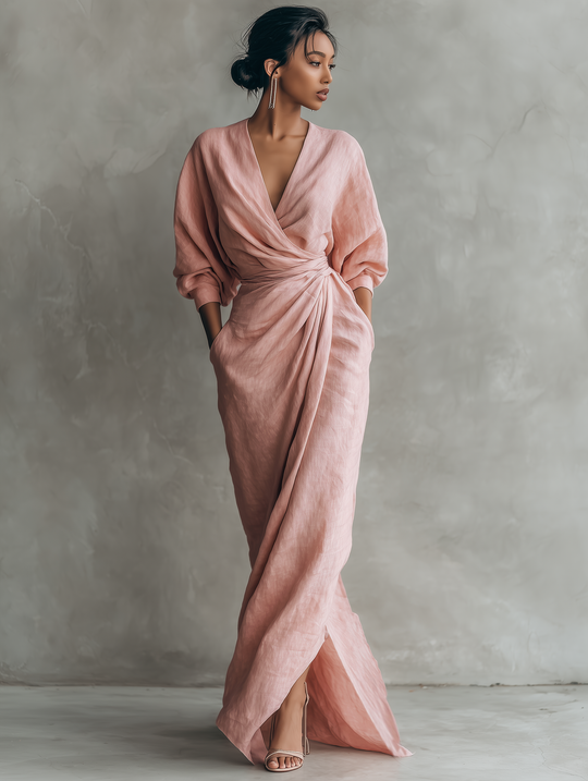 Bernadette  - Draped V-Neck Maxi Dress Summer Gatherings