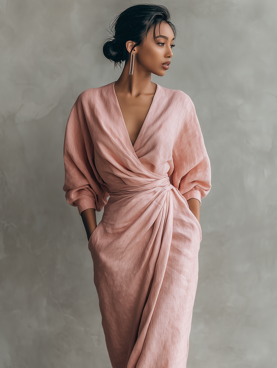 Bernadette  - Draped V-Neck Maxi Dress Summer Gatherings