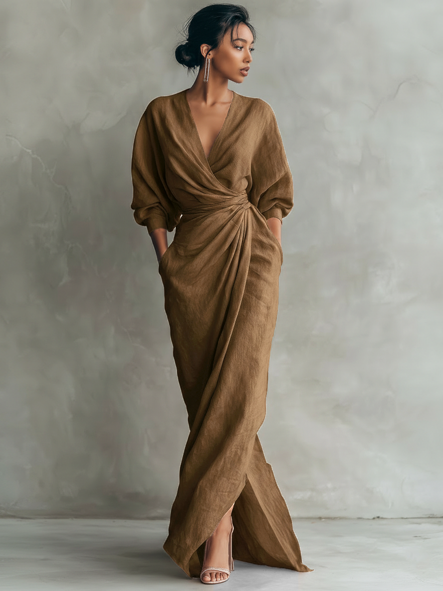 Bernadette  - Draped V-Neck Maxi Dress Summer Gatherings