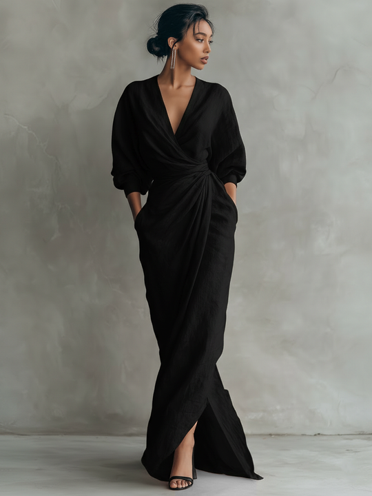 Bernadette  - Draped V-Neck Maxi Dress Summer Gatherings