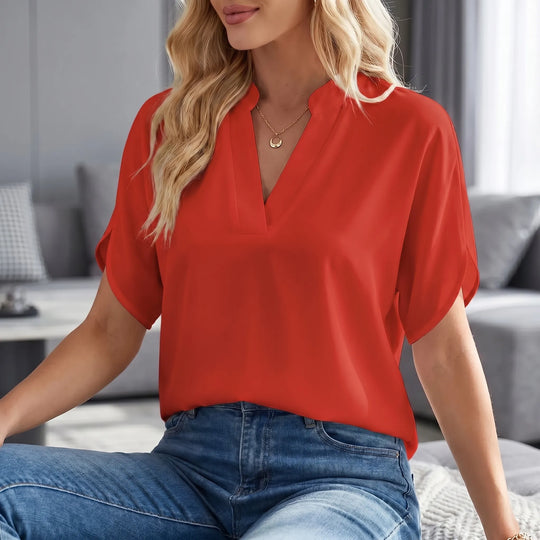 Betsy  - Relaxed Fit V-Neck Blouse