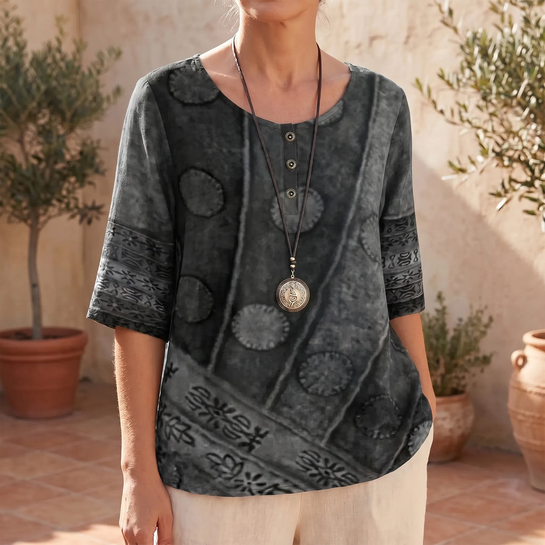 Betty  - Bohemian Patchwork Short Sleeve Top