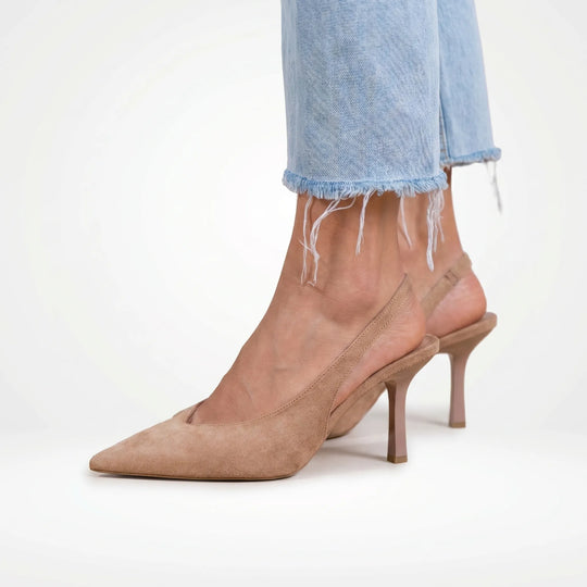 Beulah  - Pointed Toe Slingback Kitten Heel