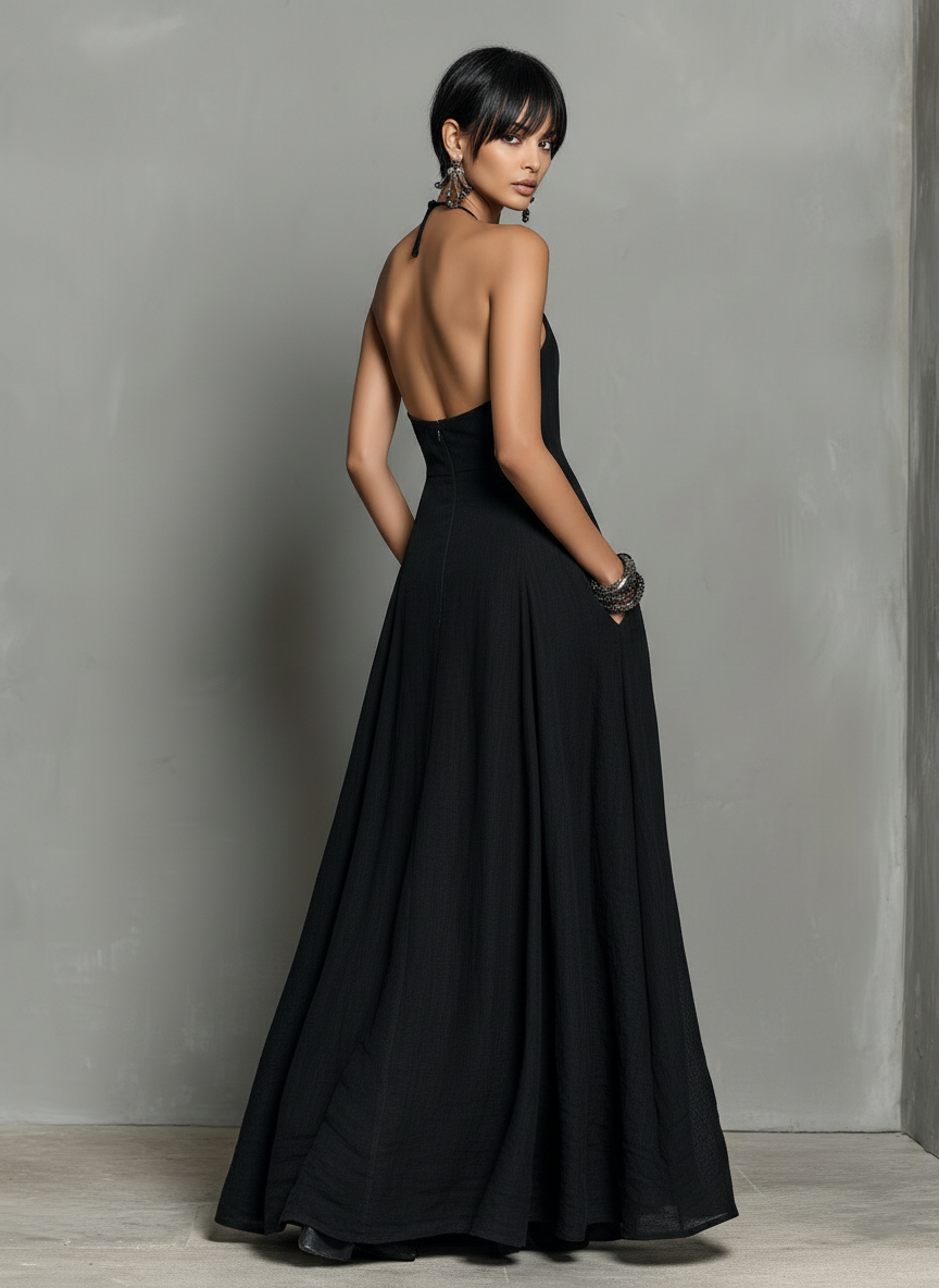 Blanca  - Minimalist Halter Maxi Dress Warm Weather Styling