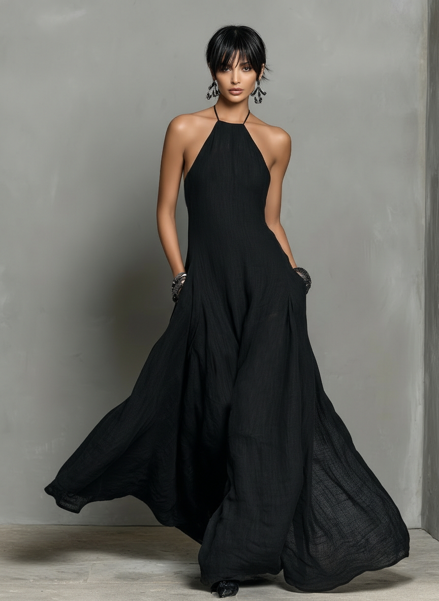 Blanca  - Minimalist Halter Maxi Dress Warm Weather Styling