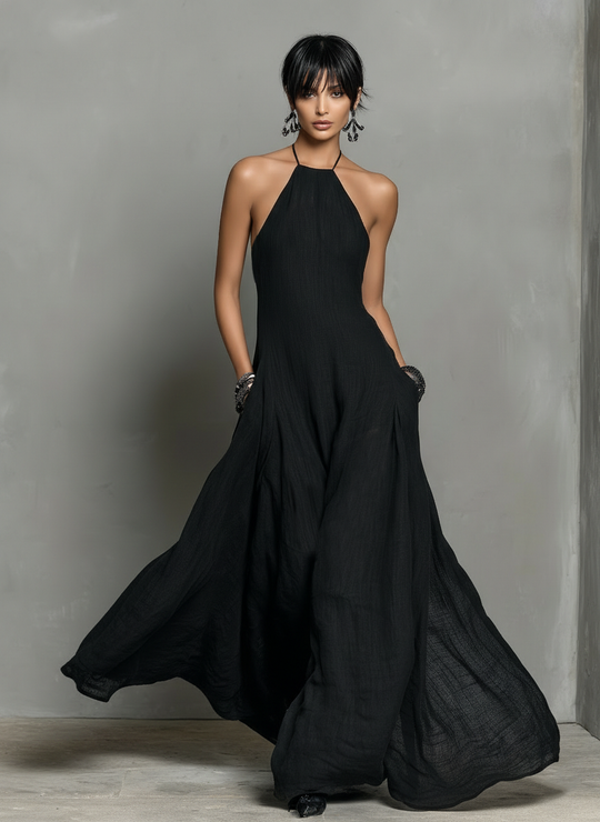 Blanca  - Minimalist Halter Maxi Dress Warm Weather Styling