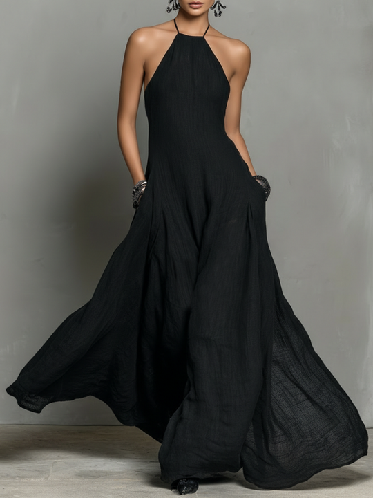 Blanca  - Minimalist Halter Maxi Dress Warm Weather Styling