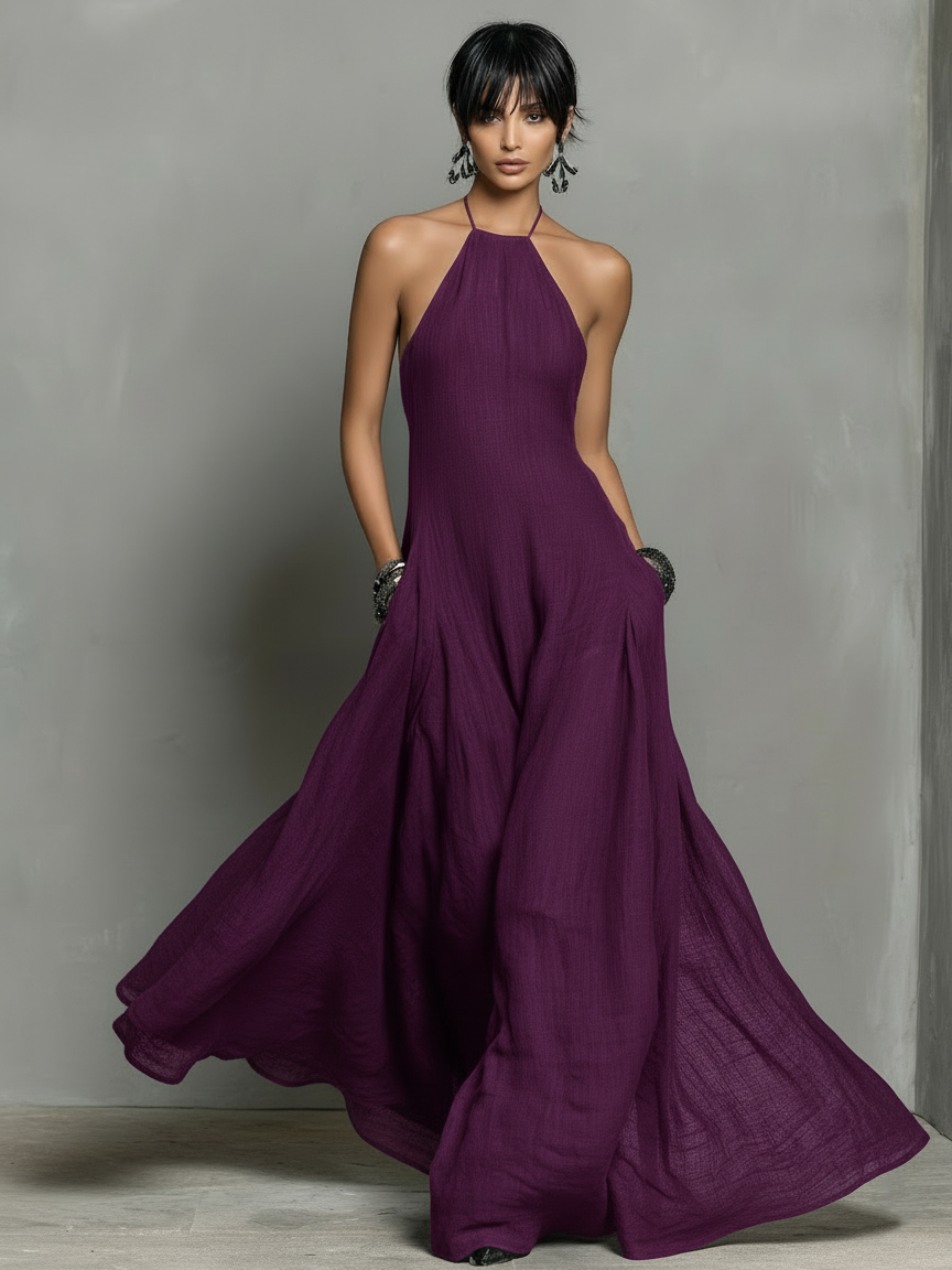 Blanca  - Minimalist Halter Maxi Dress Warm Weather Styling