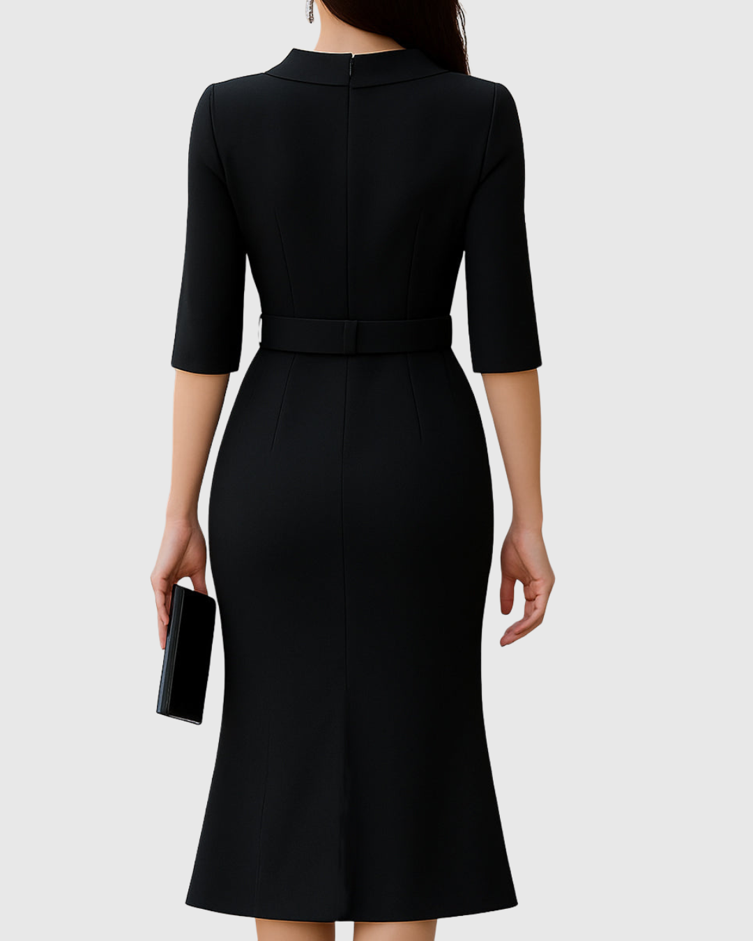 women midi dress in black for formal occasions 1