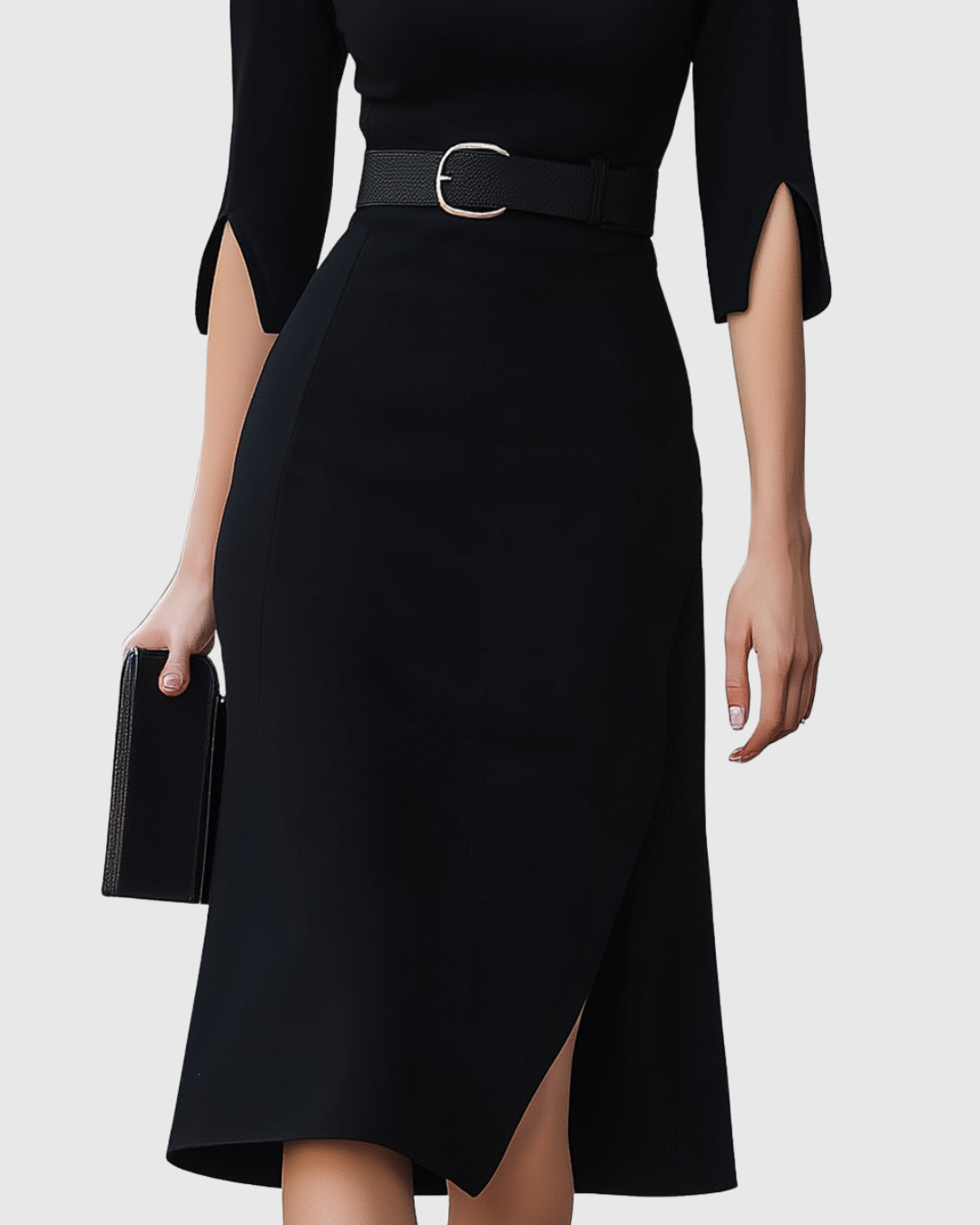 women midi dress in black for formal occasions 3