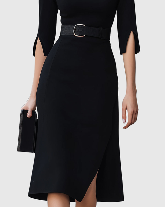 women midi dress in black for formal occasions 3