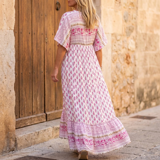 Bobbie  - Printed V-Neck Maxi Dress