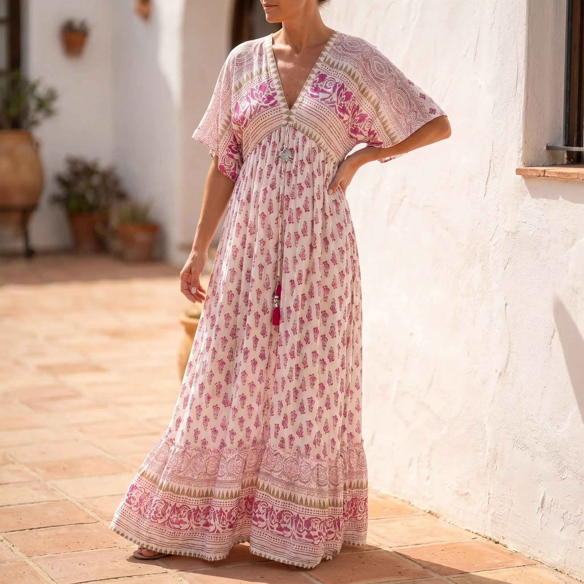 Bobbie  - Printed V-Neck Maxi Dress