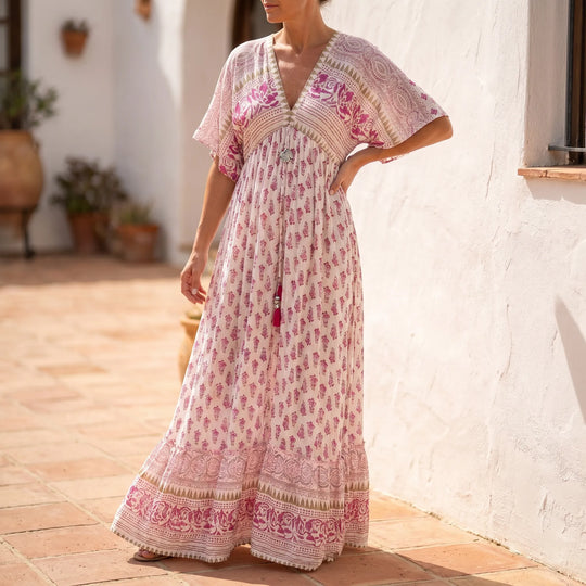 Bobbie  - Printed V-Neck Maxi Dress