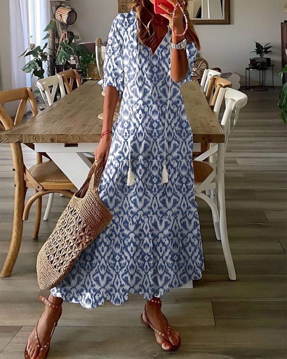 women maxi dress in blue for summer occasions 0