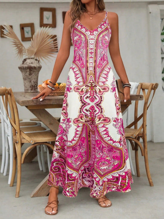 Carole  - Boho Paisley Maxi Dress