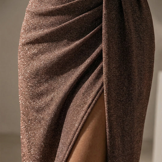 Carole  - Off-Shoulder Midi Dress With Side Slit