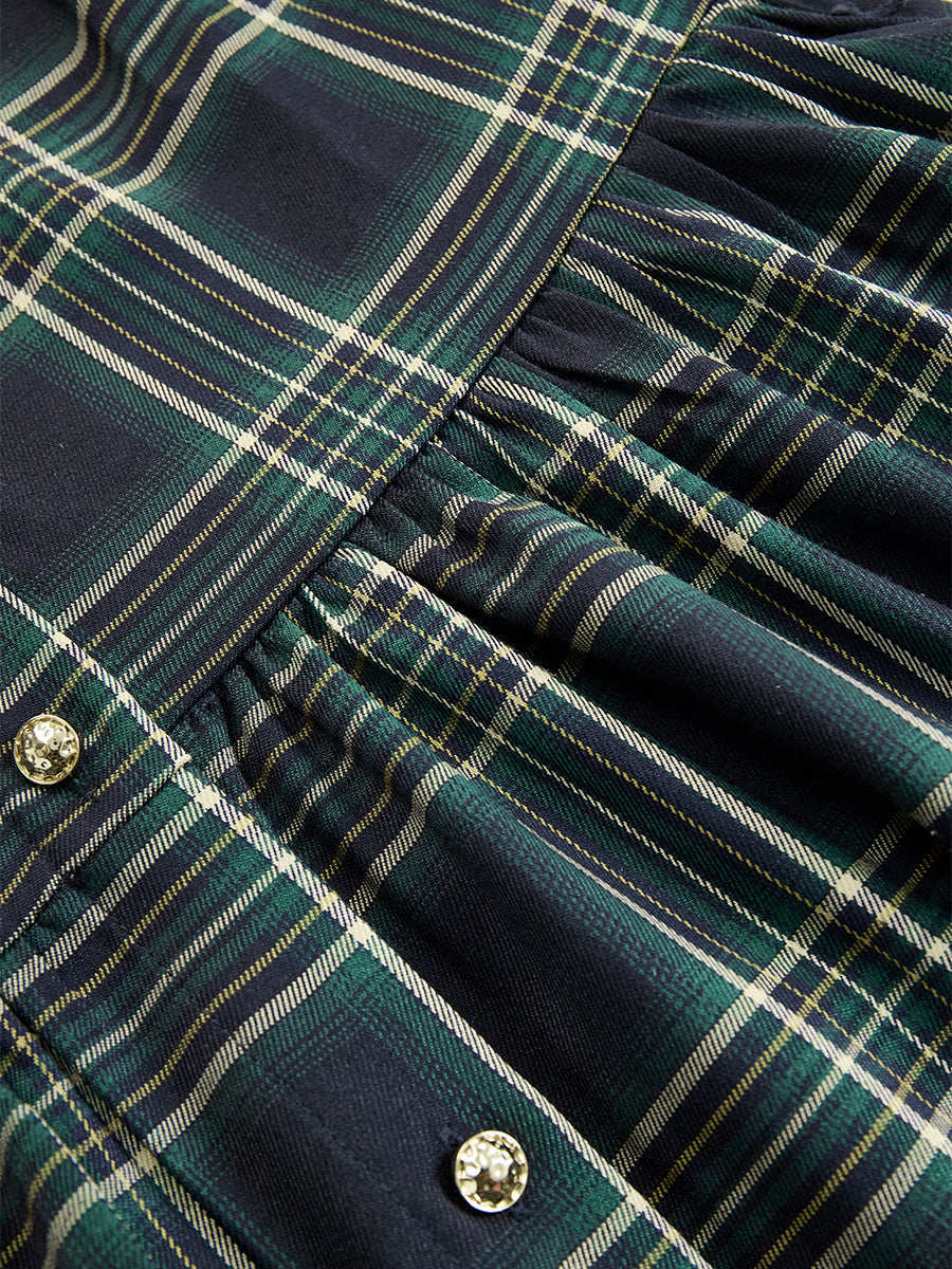 Carolyn  - Long Plaid Shirt Dress Seasonal Gatherings